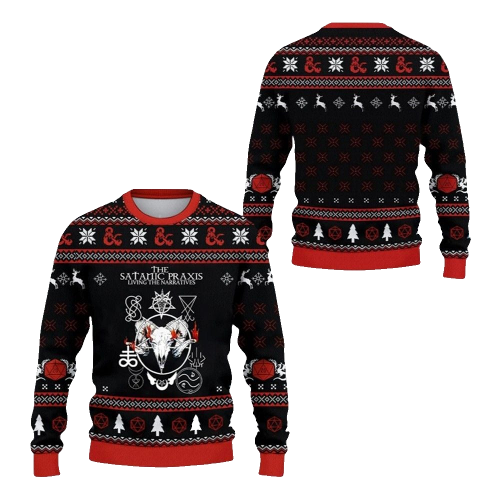 2026 Christmas DND The Satanic Praxis Ugly Sweater - Moonbestprint