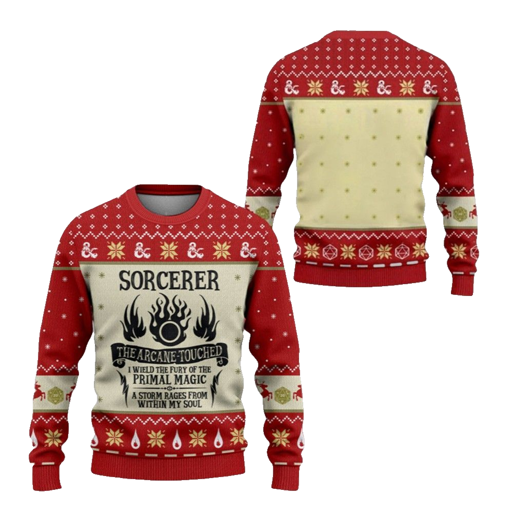 2026 Christmas DnD Sorcerer The Arcane Touched Ugly Sweater - Moonbestprint