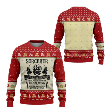 2026 Christmas DnD Sorcerer The Arcane Touched Ugly Sweater - Moonbestprint