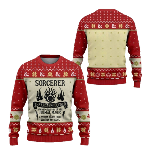 2026 Christmas DnD Sorcerer The Arcane Touched Ugly Sweater - Moonbestprint
