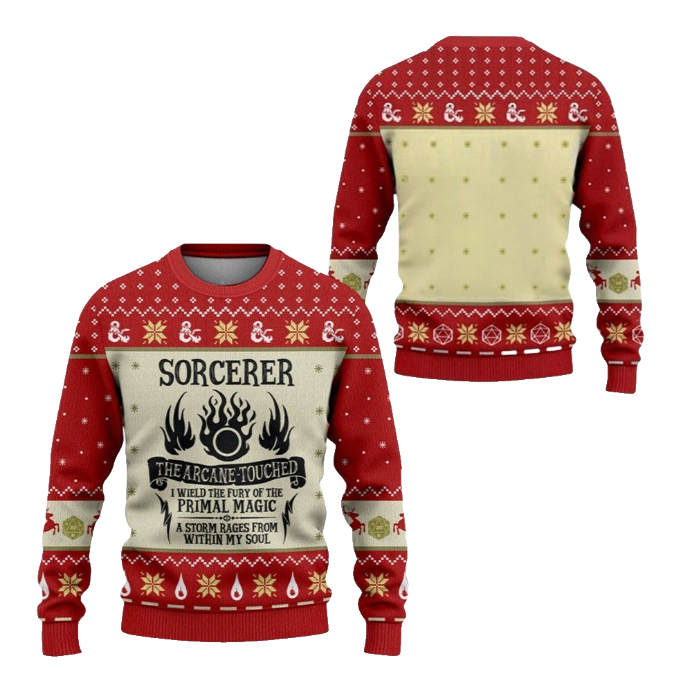 2026 Christmas DnD Sorcerer The Arcane Touched Ugly Sweater - Moonbestprint