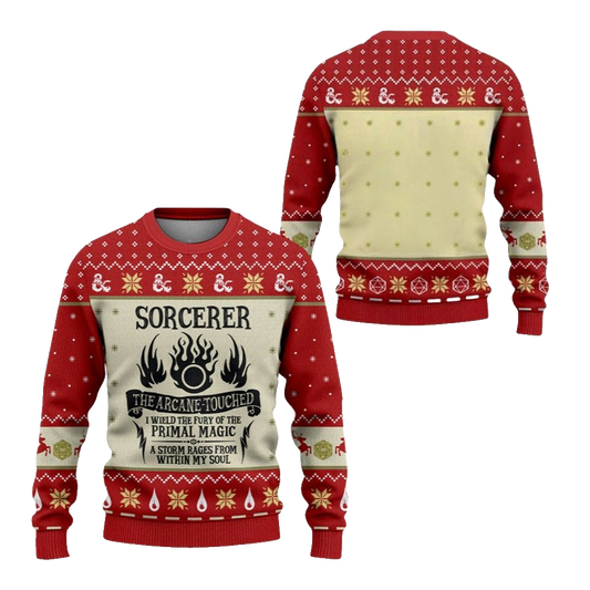 2026 Christmas DnD Sorcerer The Arcane Touched Ugly Sweater - Moonbestprint
