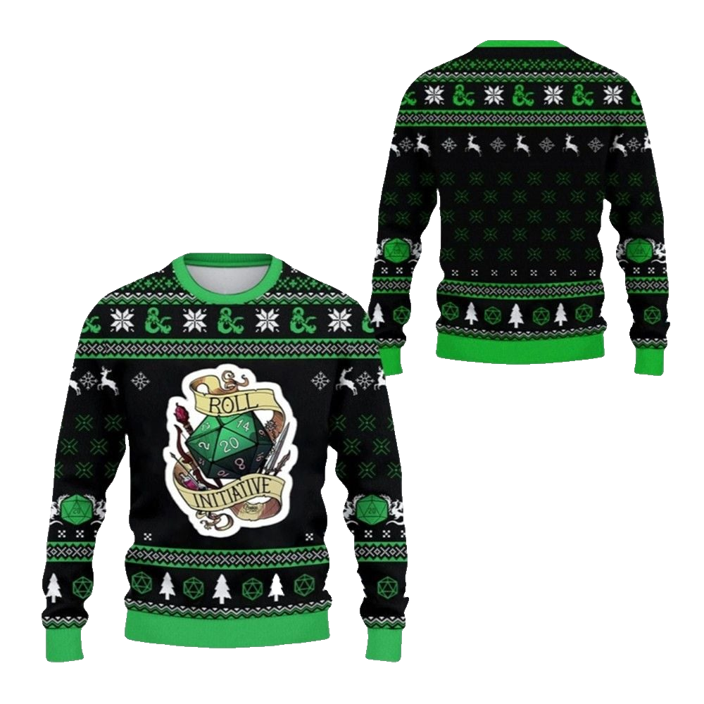 2026 Christmas DND Roll Initiative Ugly Sweater - Moonbestprint