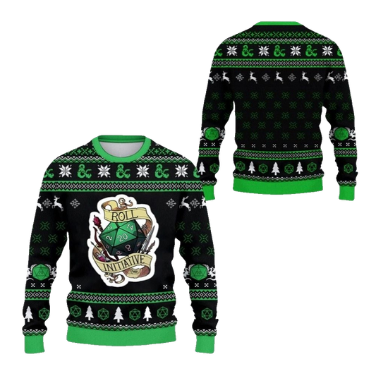 2026 Christmas DND Roll Initiative Ugly Sweater - Moonbestprint