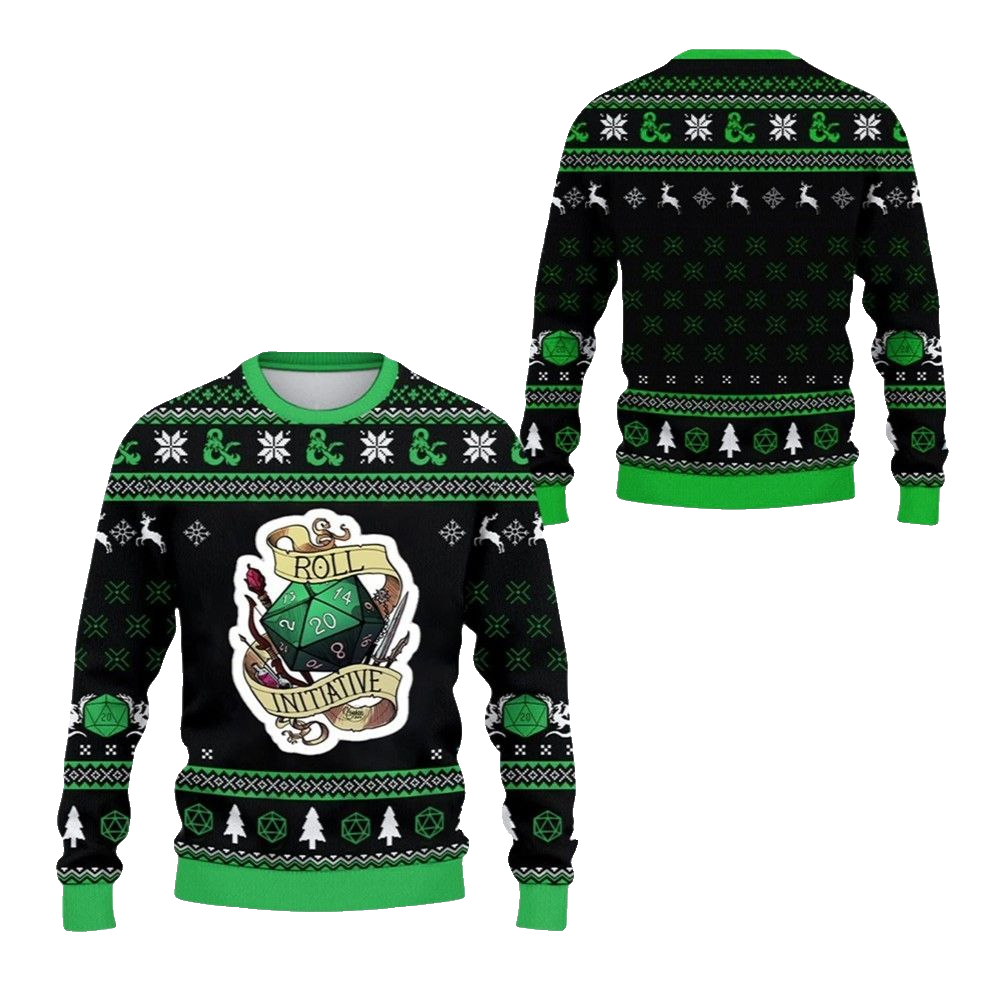 2026 Christmas DND Roll Initiative Ugly Sweater - Moonbestprint
