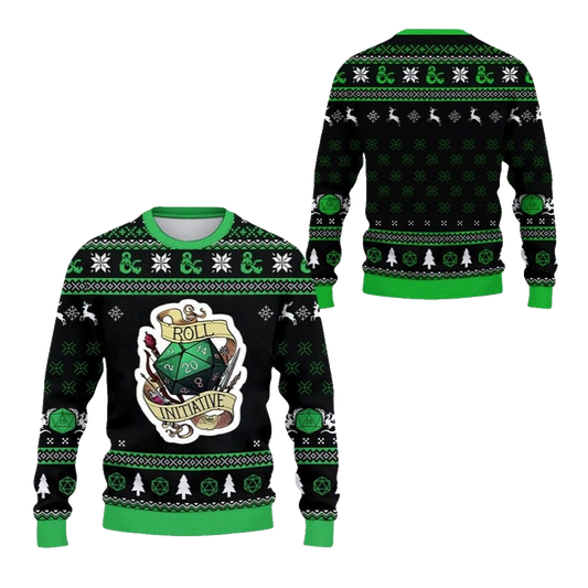2026 Christmas DND Roll Initiative Ugly Sweater - Moonbestprint