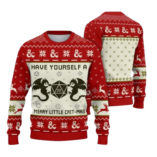 2026 Christmas DND Have Yourself A Merry Little Crit-Mas Ugly Sweater - Moonbestprint