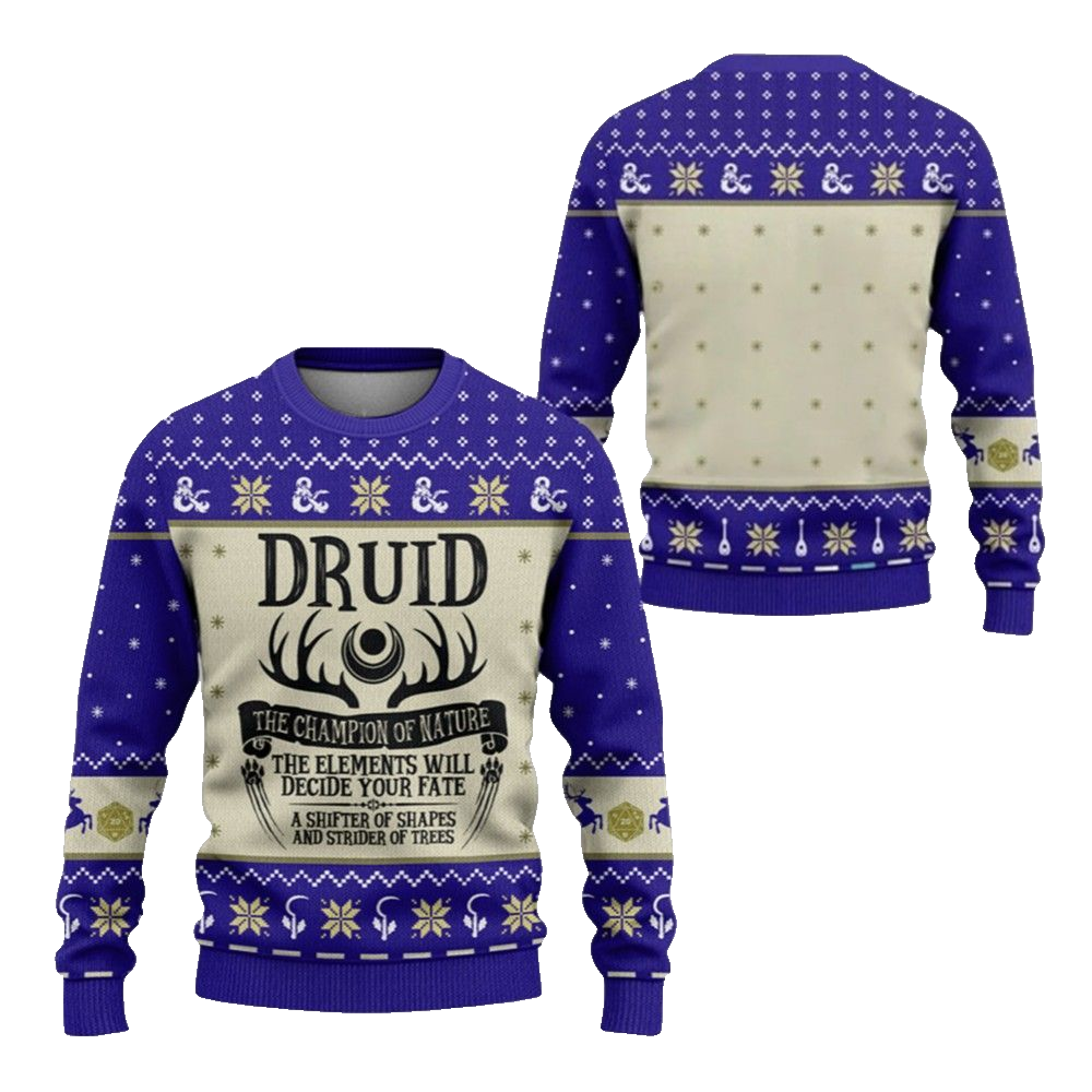 2026 Christmas DnD Druid The Champion Of Nature Ugly Sweater - Moonbestprint