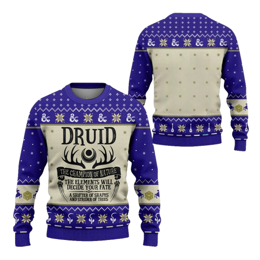 2026 Christmas DnD Druid The Champion Of Nature Ugly Sweater - Moonbestprint