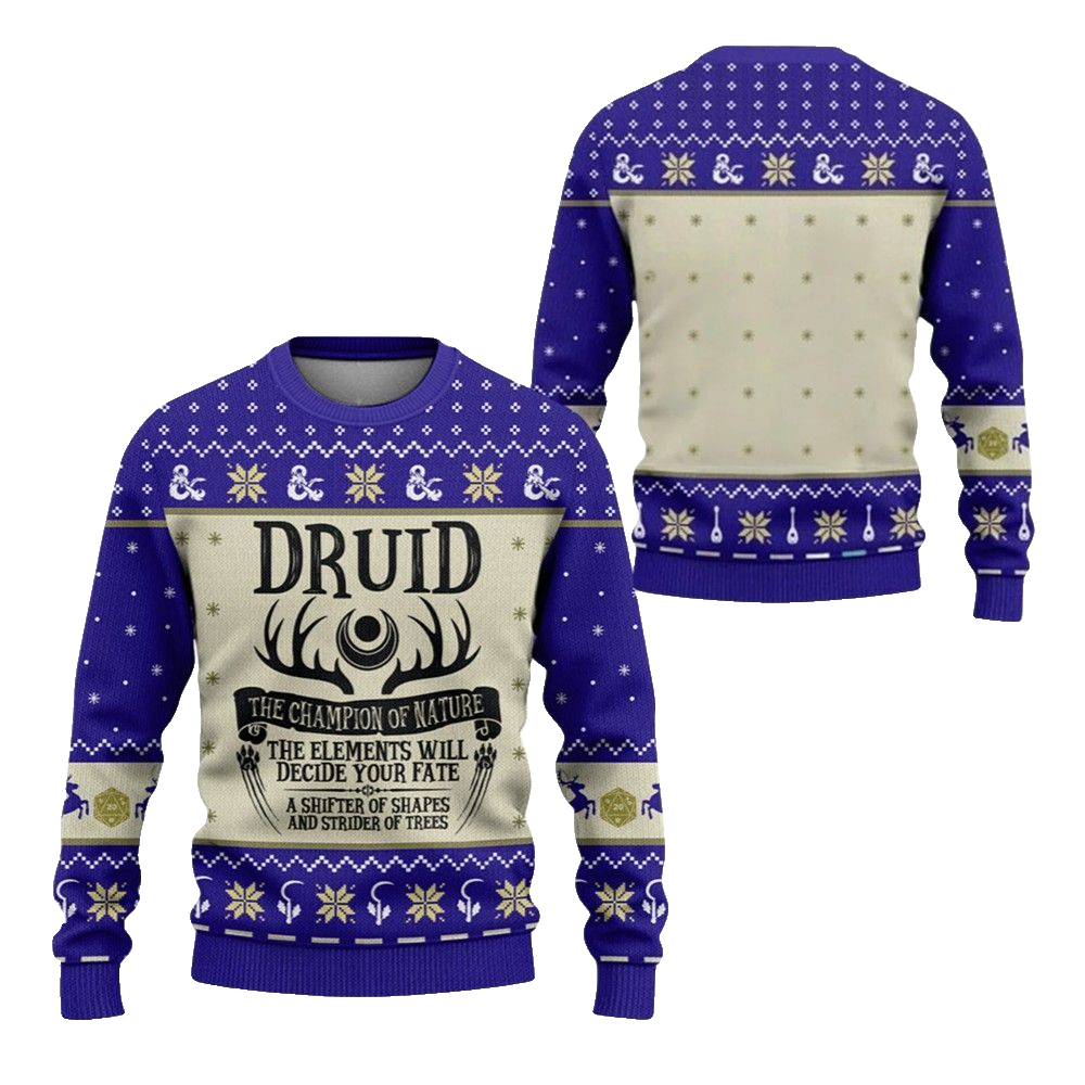 2026 Christmas DnD Druid The Champion Of Nature Ugly Sweater - Moonbestprint
