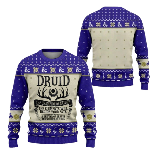 2026 Christmas DnD Druid The Champion Of Nature Ugly Sweater - Moonbestprint