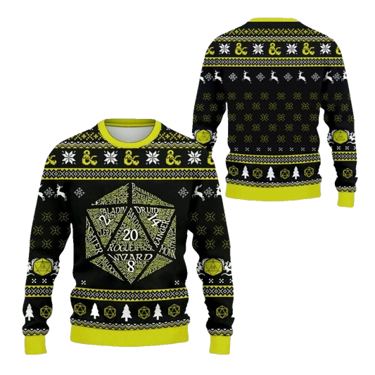 2026 Christmas DnD Classes Ugly Christmas Sweater - Moonbestprint