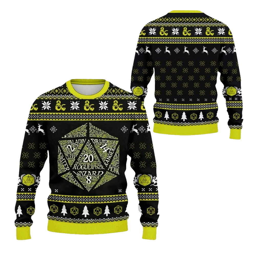 2026 Christmas DnD Classes Ugly Christmas Sweater - Moonbestprint