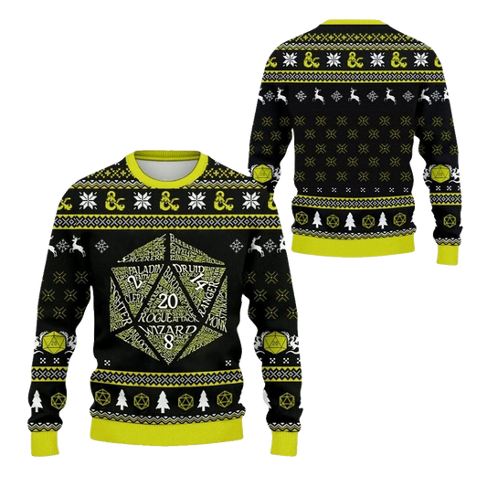 2026 Christmas DnD Classes Ugly Christmas Sweater - Moonbestprint