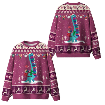 2026 Christmas Dinosaur Books Ugly Sweater - Moonbestprint