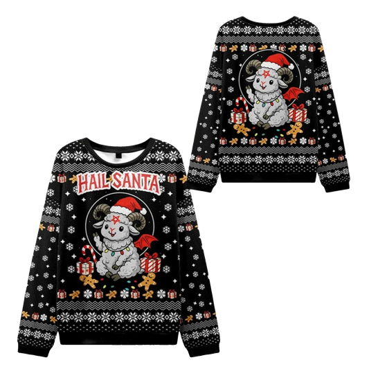2026 Christmas Devil Sheep Hail Santa Ugly Sweater - Moonbestprint