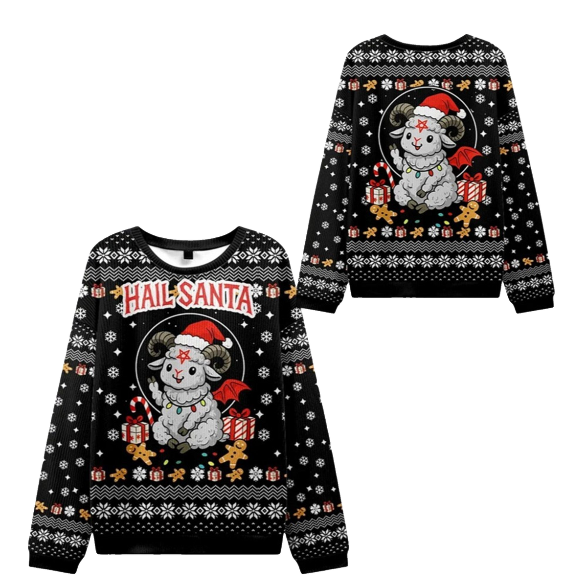 2026 Christmas Devil Sheep Hail Santa Ugly Sweater - Moonbestprint