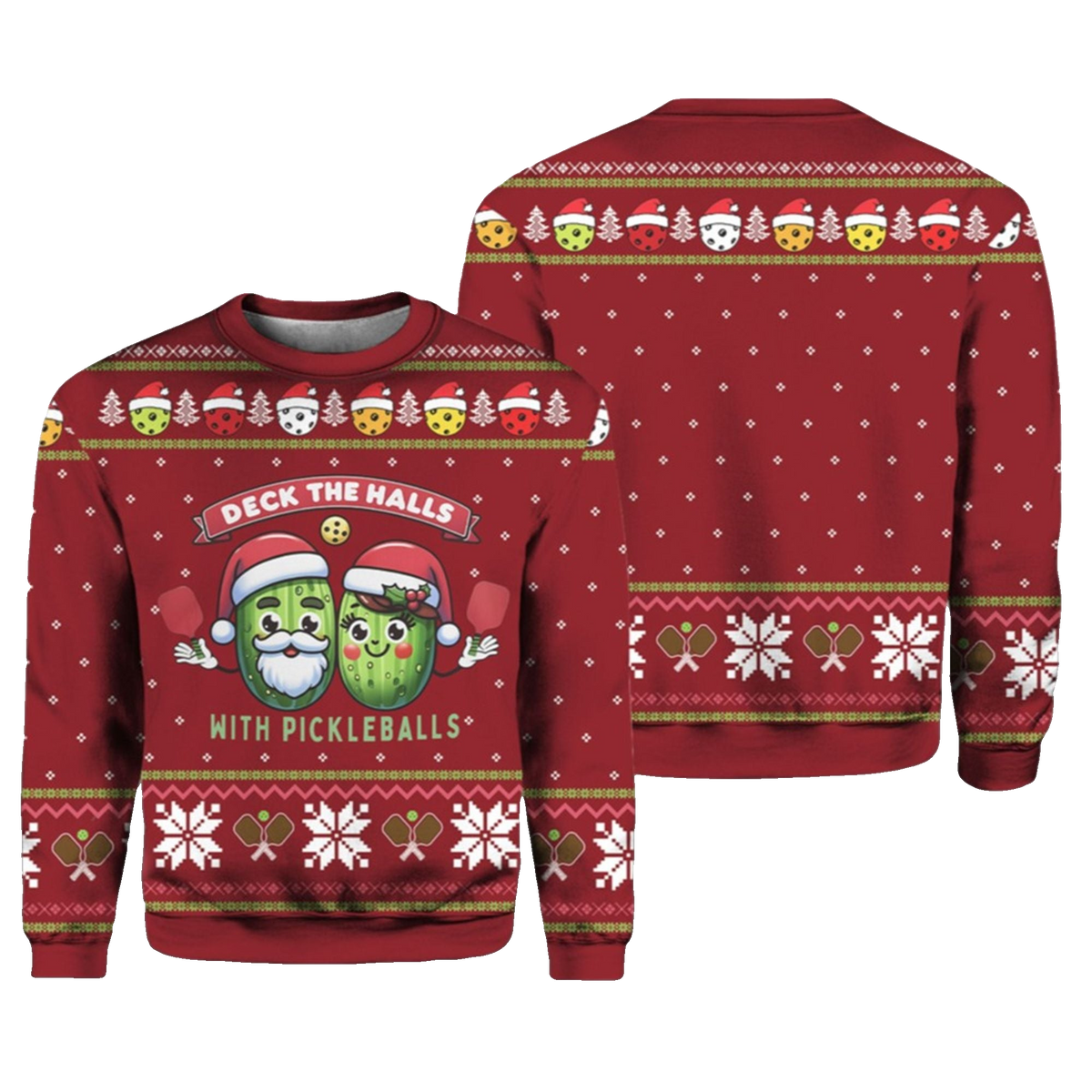 2026 Christmas Deck The Halls With Pickleballs Ugly Christmas Sweater - Moonbestprint