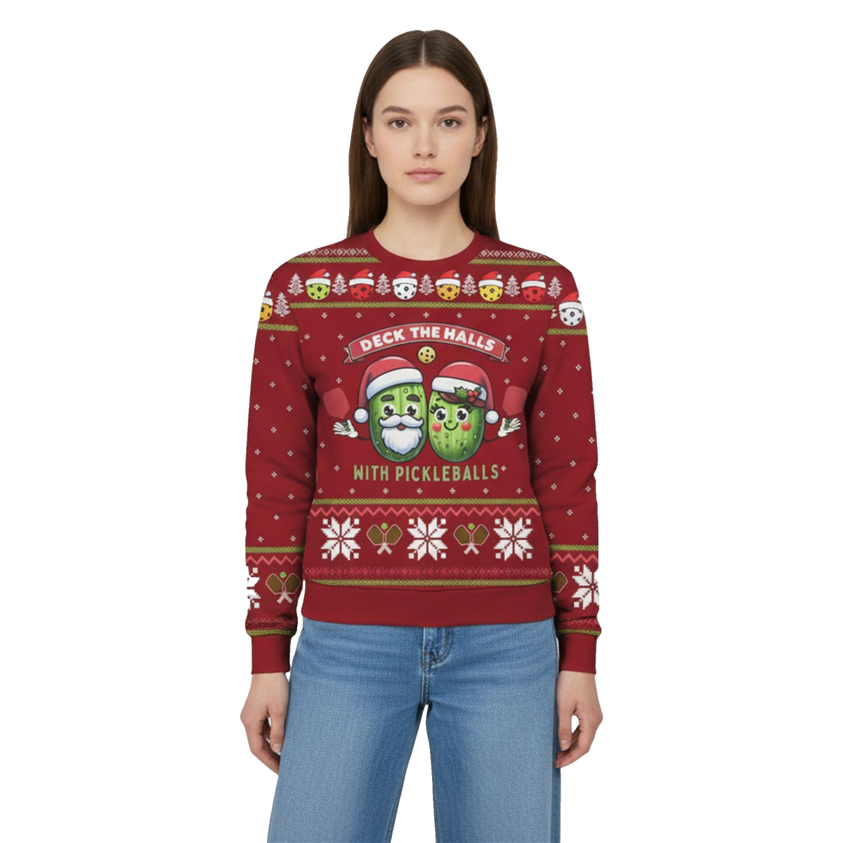 2026 Christmas Deck The Halls With Pickleballs Ugly Christmas Sweater - Moonbestprint