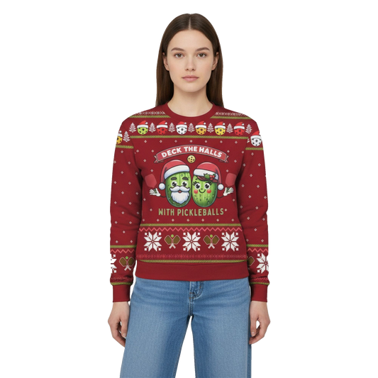 2026 Christmas Deck The Halls With Pickleballs Ugly Christmas Sweater - Moonbestprint