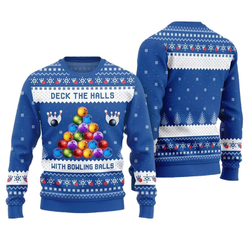 2026 Christmas Deck The Halls Bowling Ugly Sweater - Moonbestprint