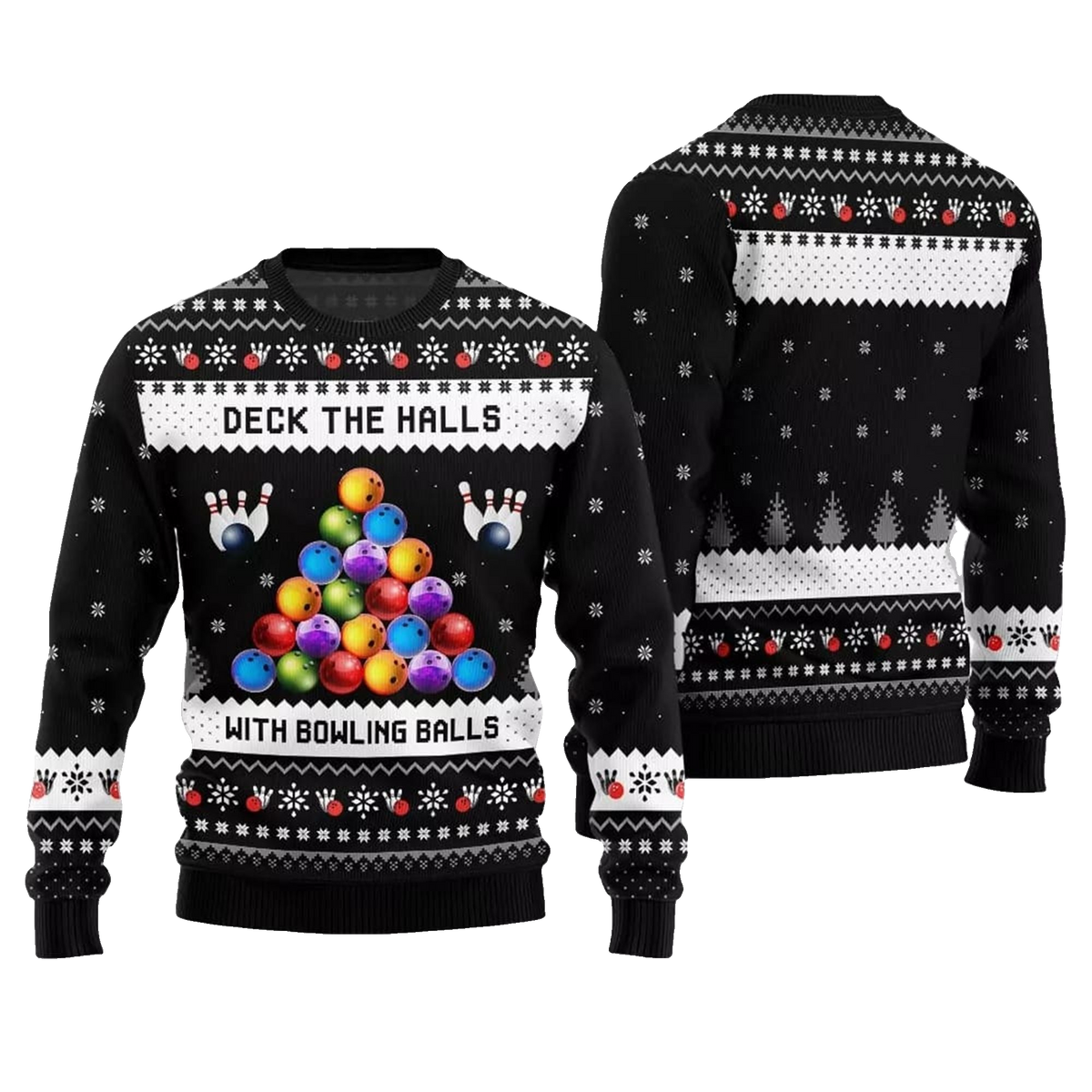 2026 Christmas Deck The Halls Bowling Ugly Sweater - Moonbestprint