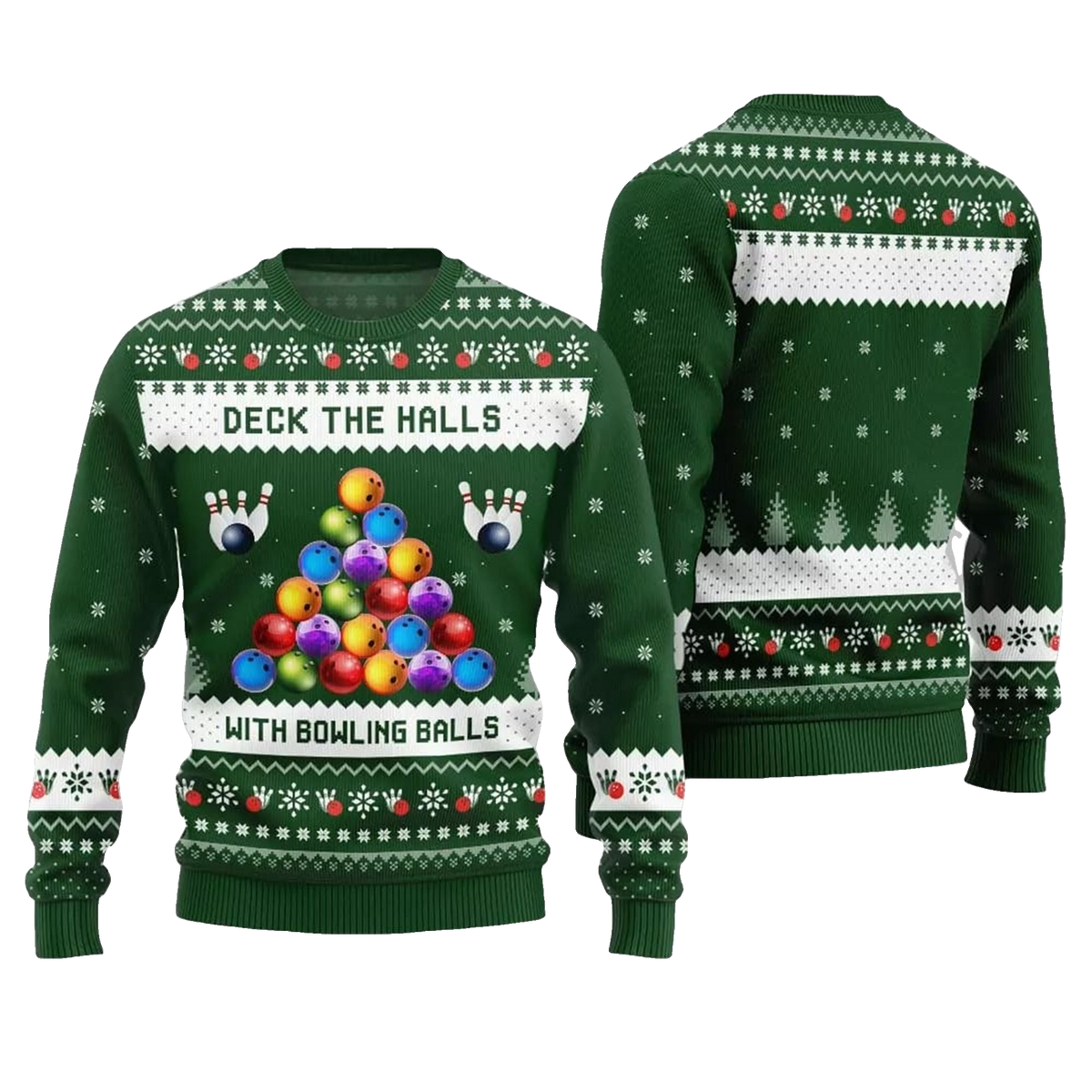 2026 Christmas Deck The Halls Bowling Ugly Sweater - Moonbestprint