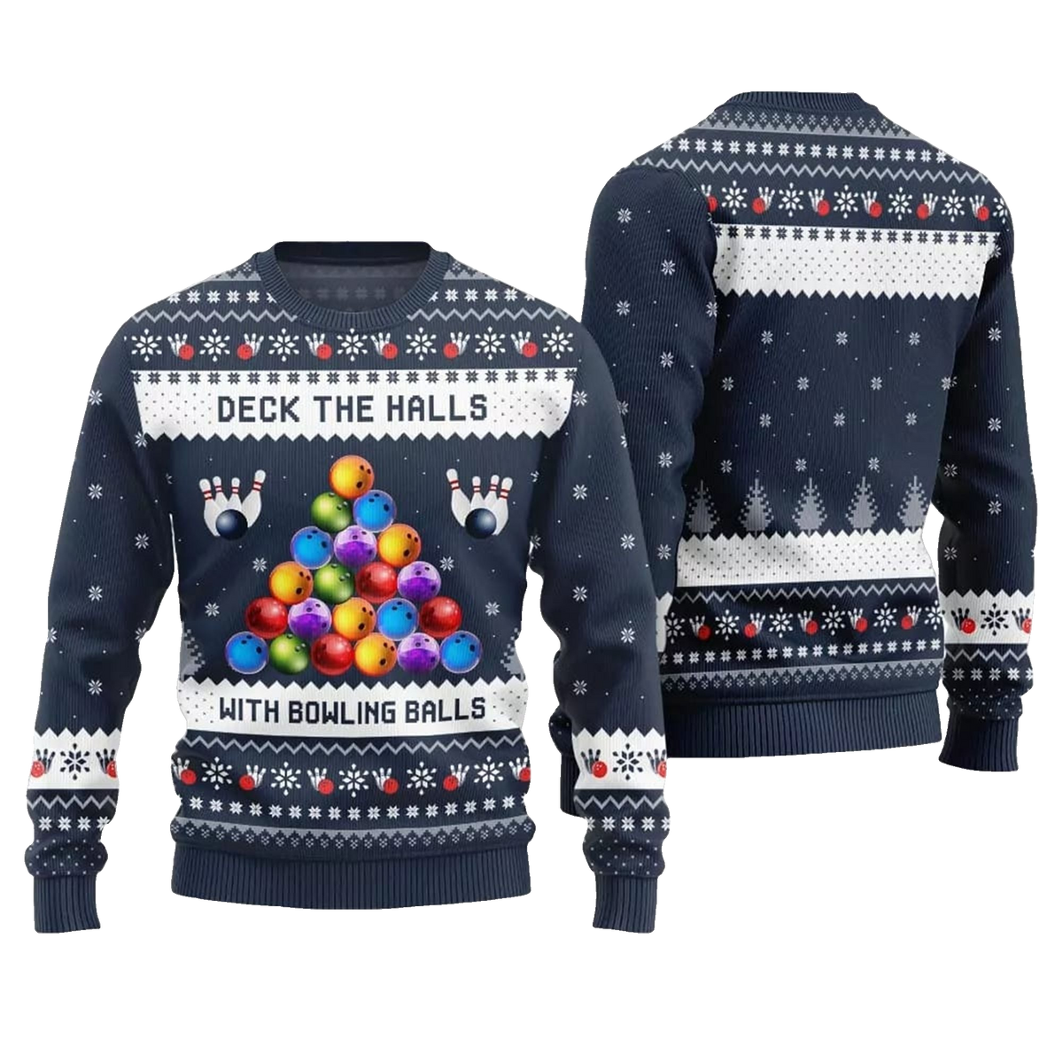 2026 Christmas Deck The Halls Bowling Ugly Sweater - Moonbestprint