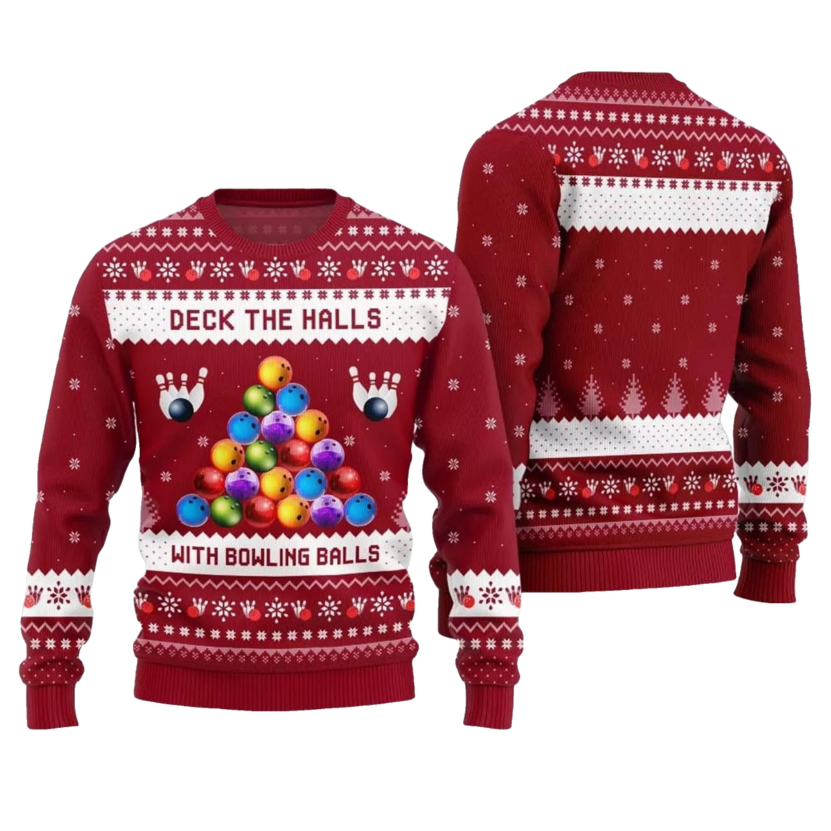 2026 Christmas Deck The Halls Bowling Ugly Sweater - Moonbestprint