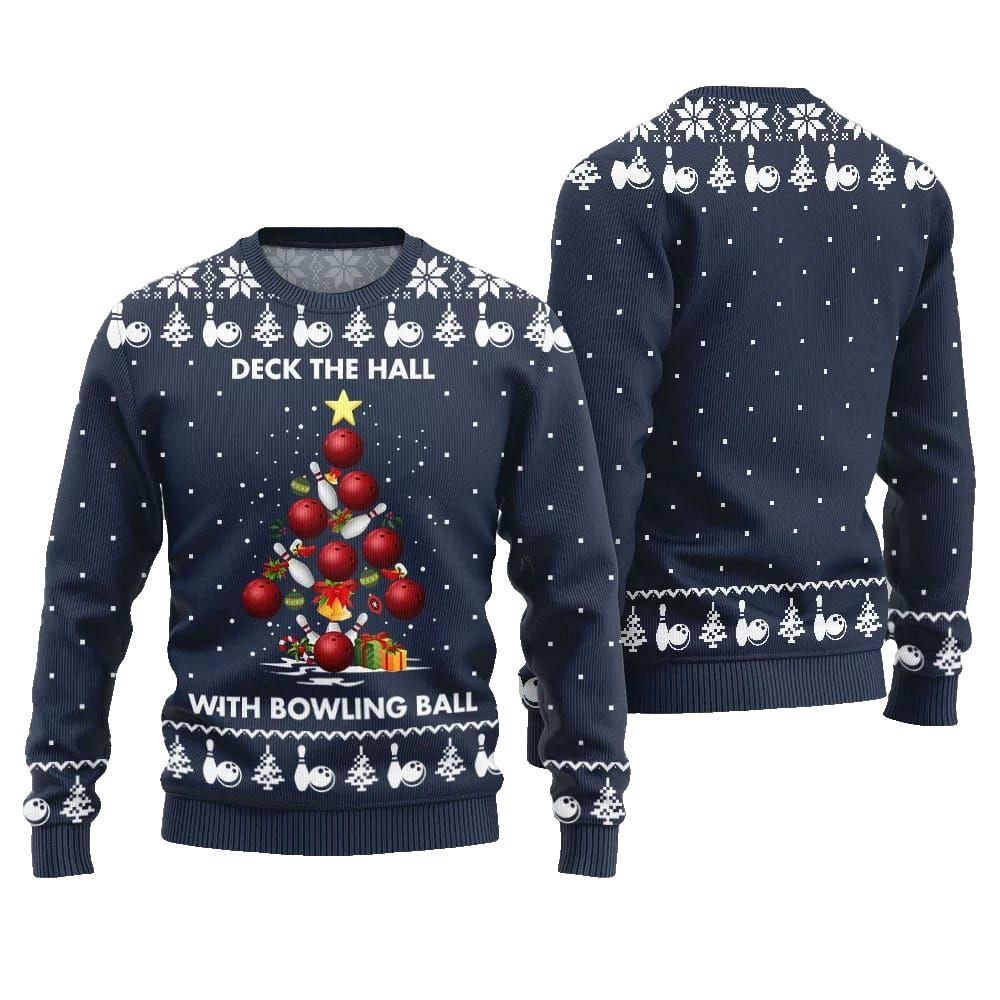 2026 Christmas Deck The Hall With Bowling Ball Xmas Sweater - Moonbestprint
