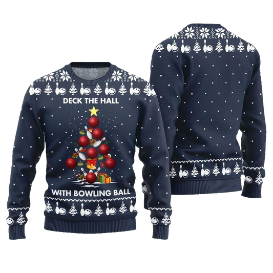 2026 Christmas Deck The Hall With Bowling Ball Xmas Sweater - Moonbestprint