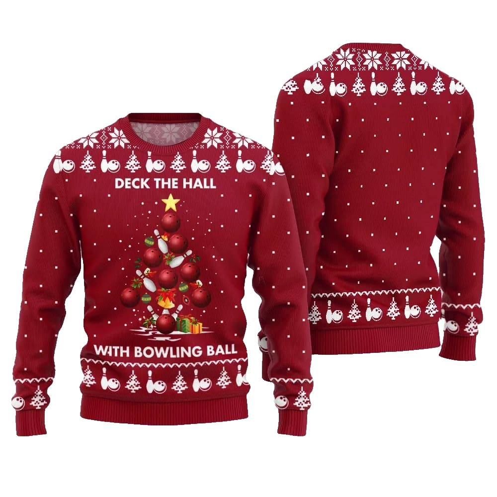 2026 Christmas Deck The Hall With Bowling Ball Xmas Sweater - Moonbestprint