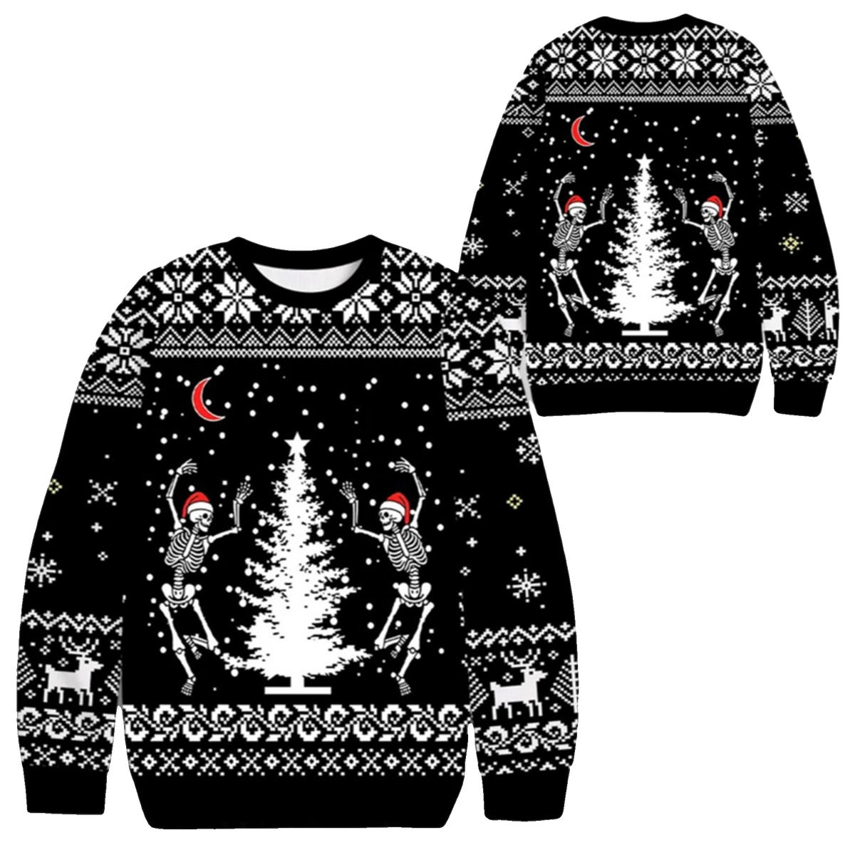 2026 Christmas Dancing Skeleton Ugly Sweater - Moonbestprint