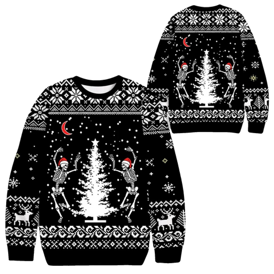 2026 Christmas Dancing Skeleton Ugly Sweater - Moonbestprint