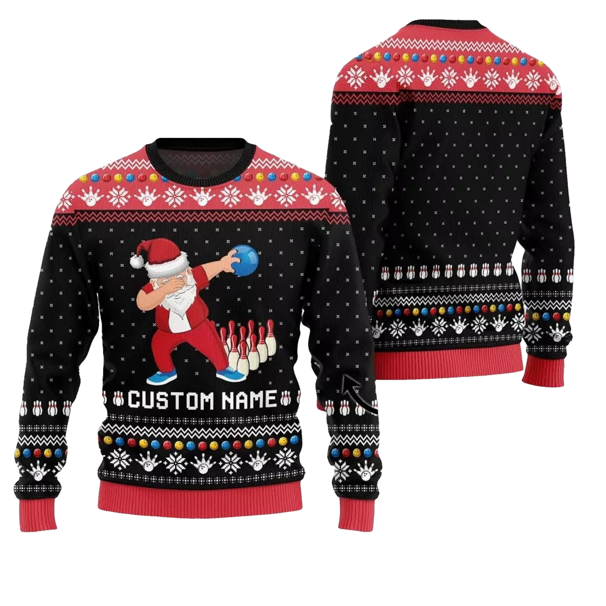 2026 Christmas Dabbing Santa Bowling Ugly Sweater - Moonbestprint