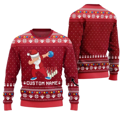 2026 Christmas Dabbing Santa Bowling Ugly Sweater - Moonbestprint