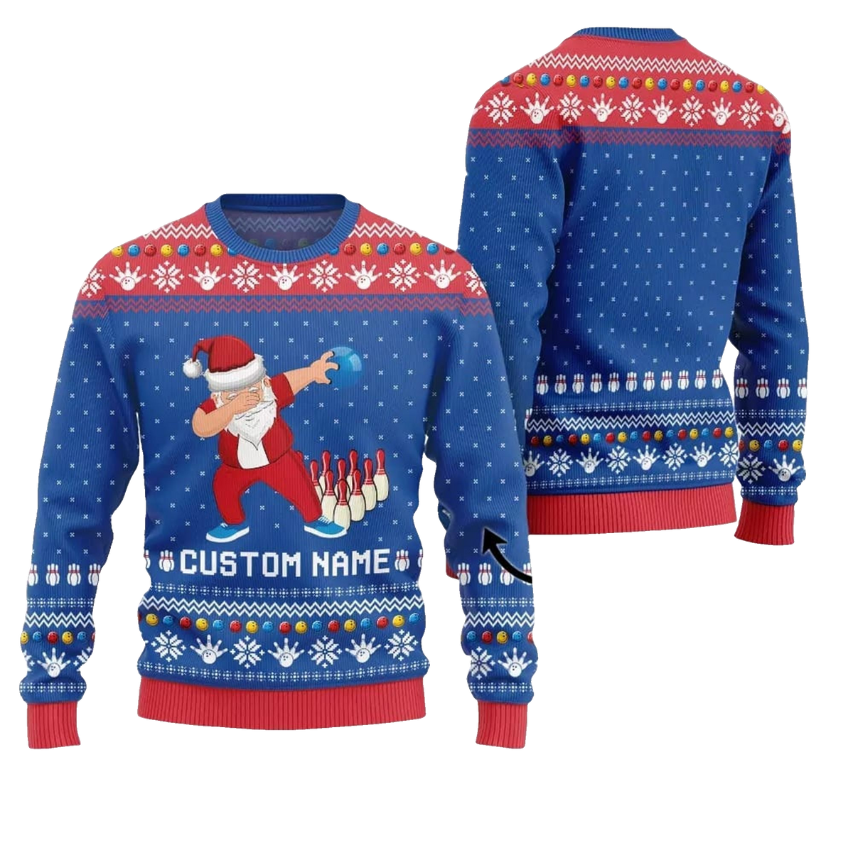 2026 Christmas Dabbing Santa Bowling Ugly Sweater - Moonbestprint