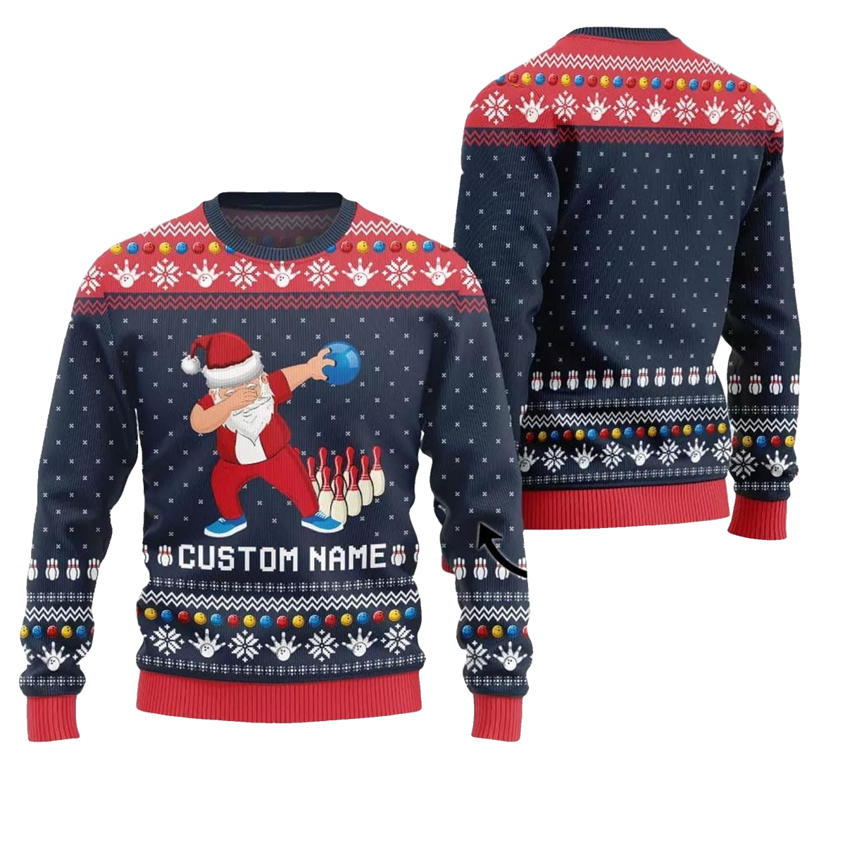2026 Christmas Dabbing Santa Bowling Ugly Sweater - Moonbestprint