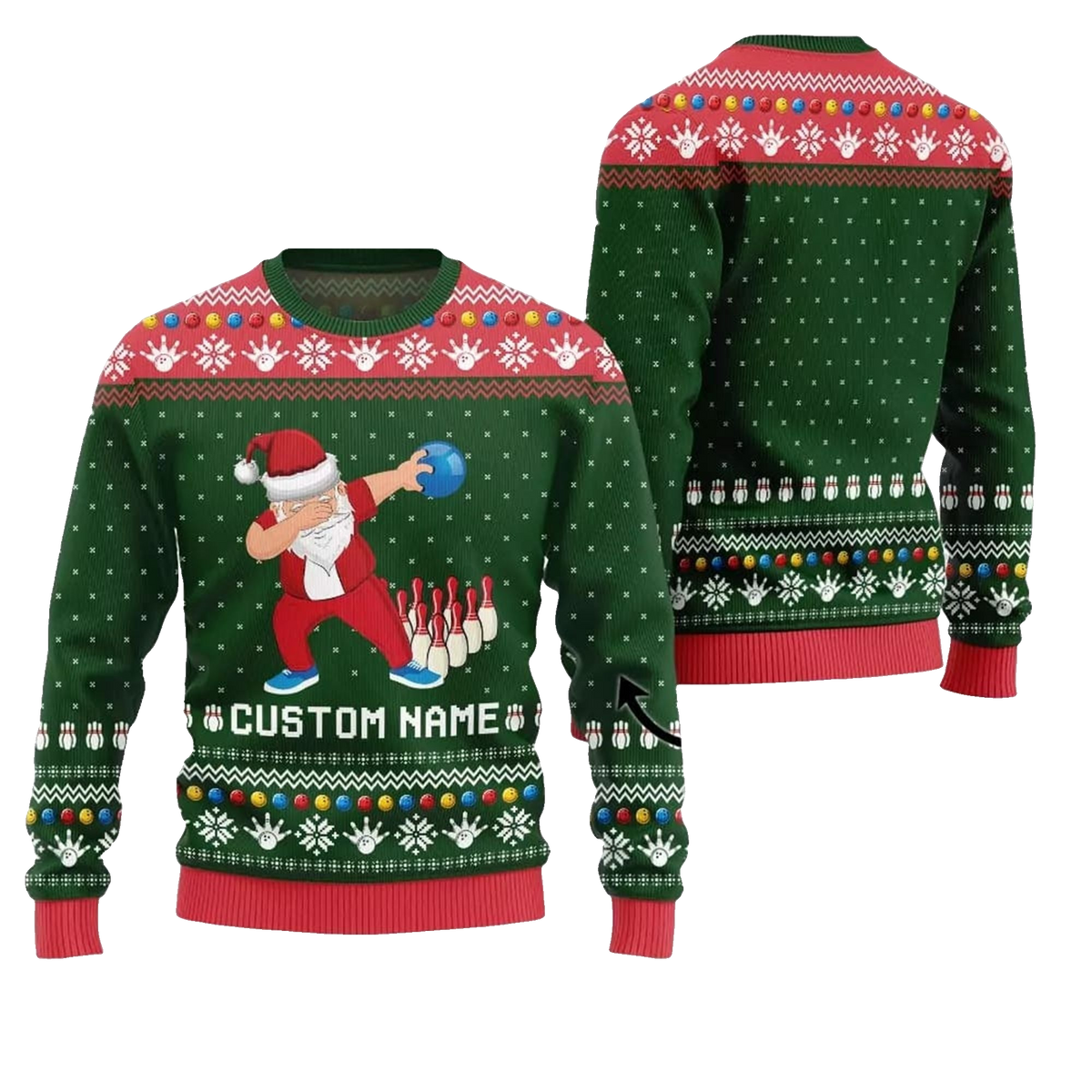2026 Christmas Dabbing Santa Bowling Ugly Sweater - Moonbestprint