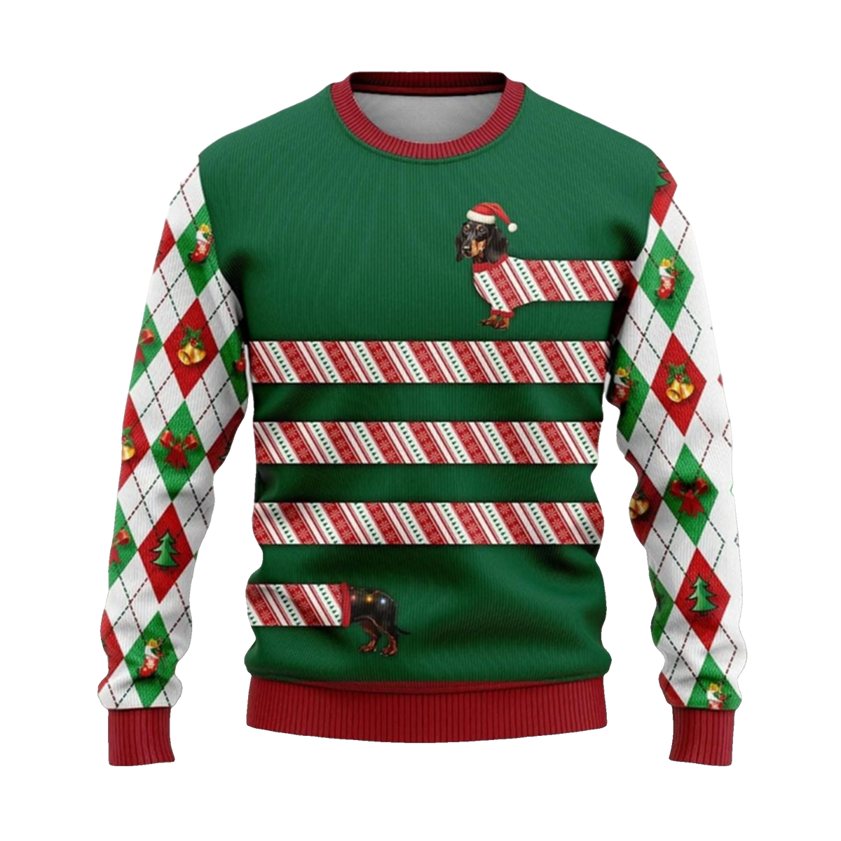 2026 Christmas Dachshund Candy Cane Ugly Christmas Sweater - Moonbestprint