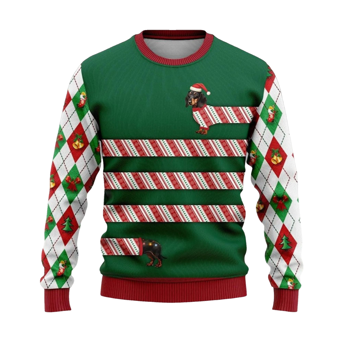 2026 Christmas Dachshund Candy Cane Ugly Christmas Sweater - Moonbestprint