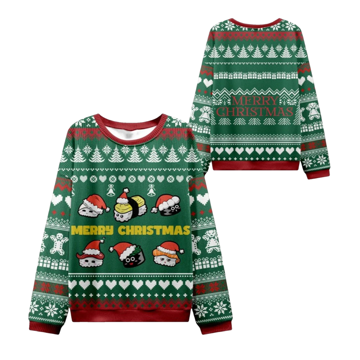 2026 Christmas Cute Sushi Cat Ugly Sweater - Moonbestprint