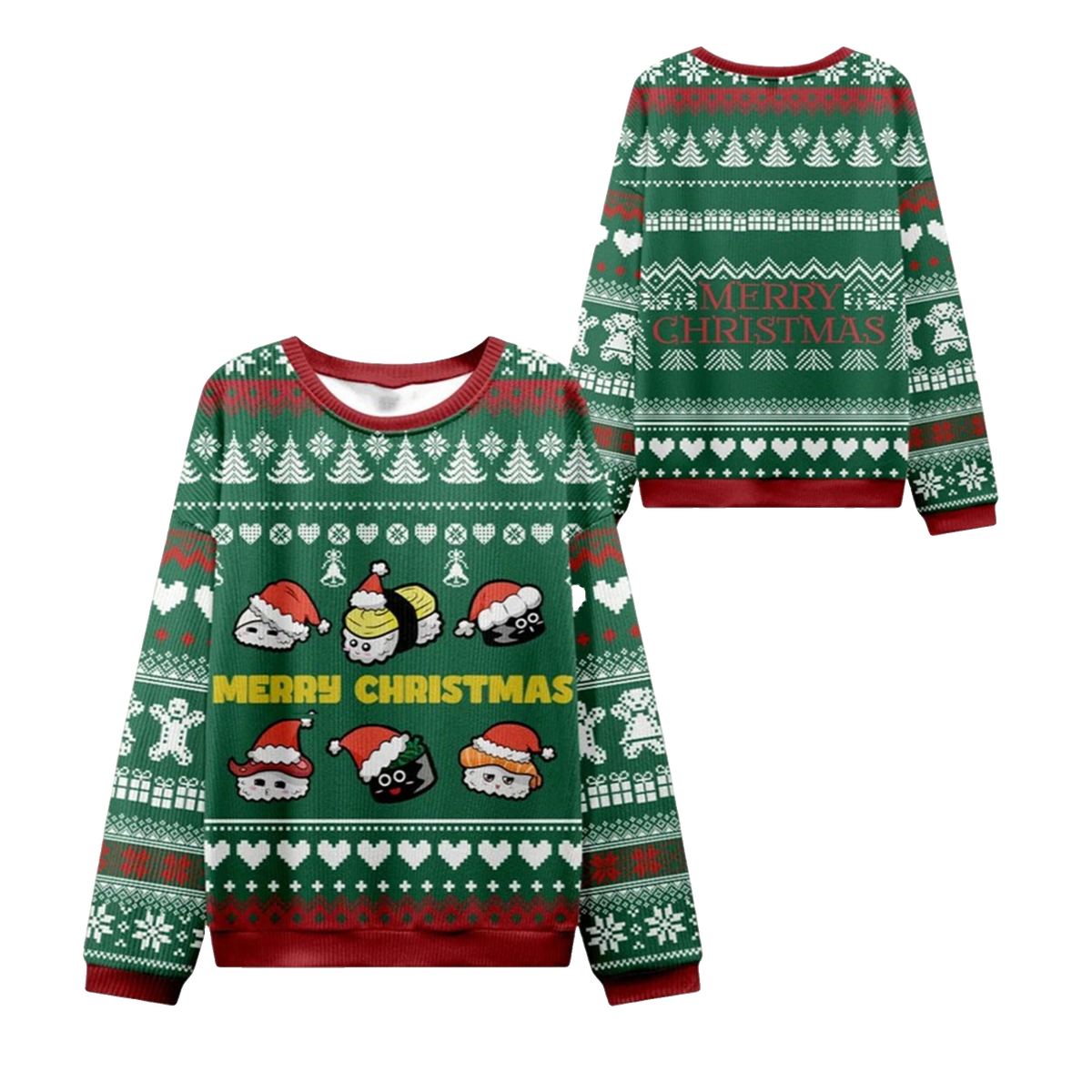 2026 Christmas Cute Sushi Cat Ugly Sweater - Moonbestprint