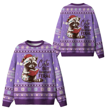 2026 Christmas Cute But Bookishly Feral Ugly Sweater - Moonbestprint