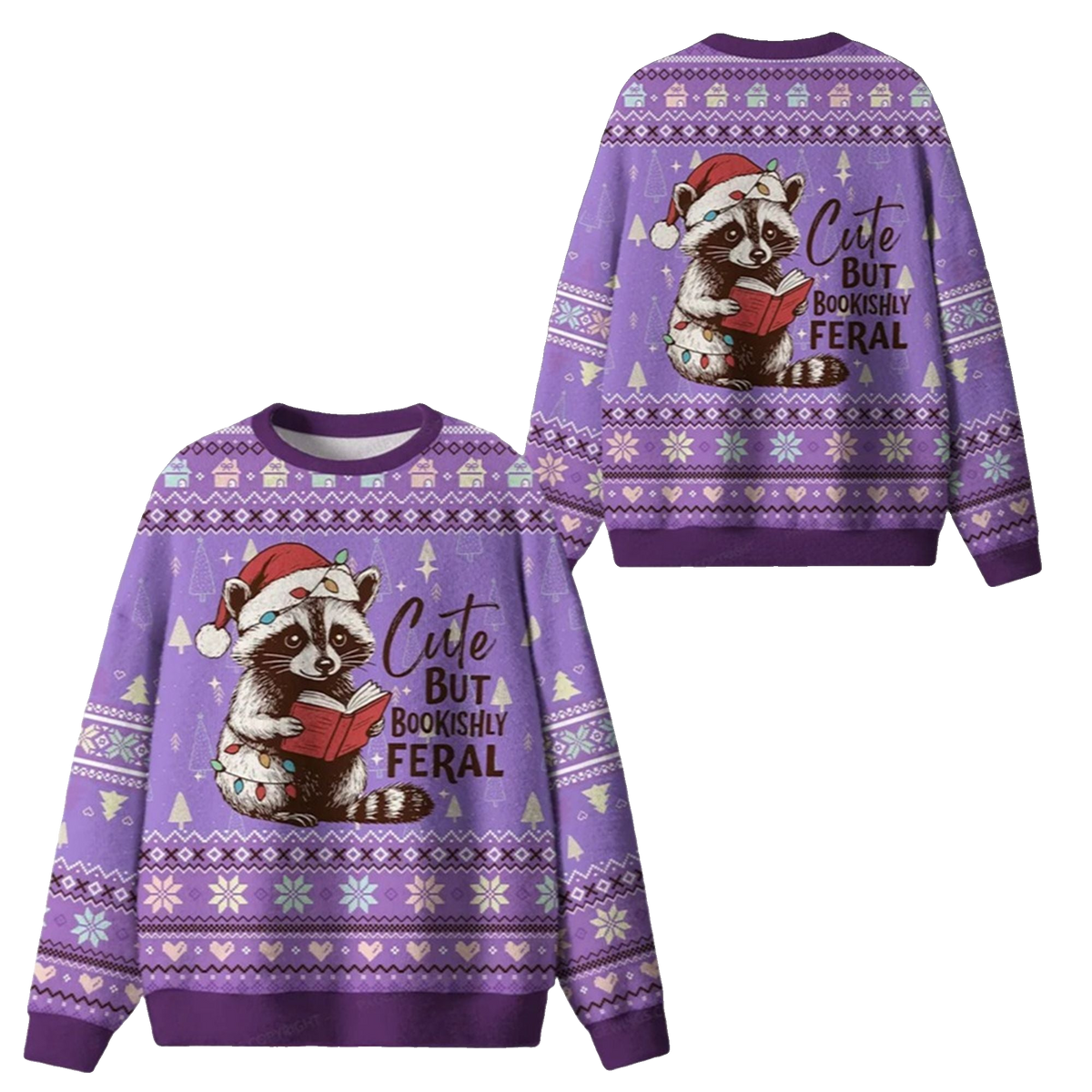 2026 Christmas Cute But Bookishly Feral Ugly Sweater - Moonbestprint