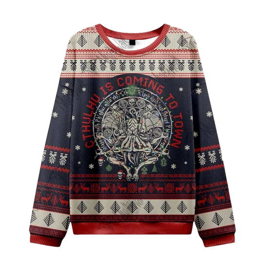 2026 Christmas Cthulhu Is Coming To Town Ugly Christmas Sweater - Moonbestprint