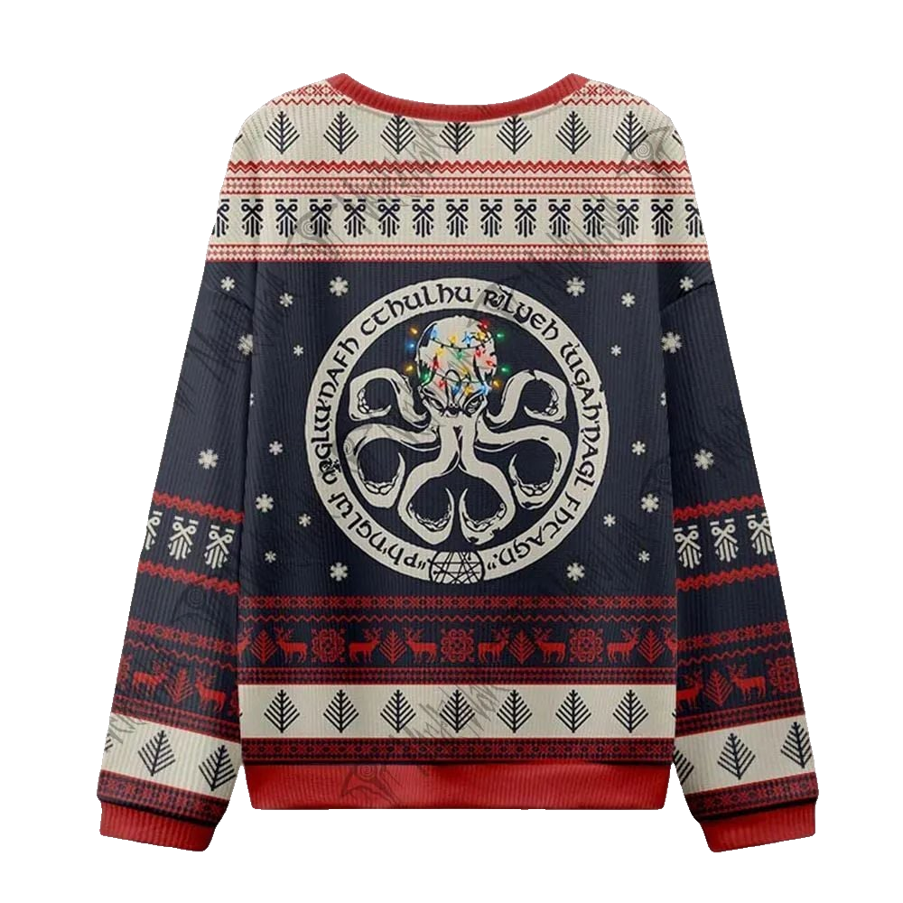 2026 Christmas Cthulhu Is Coming To Town Ugly Christmas Sweater - Moonbestprint