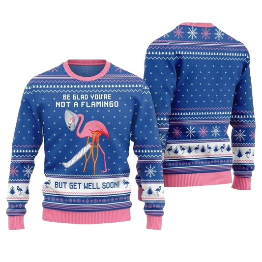 2026 Christmas Crazy Flamingo Oops Broken Leg Ugly Christmas Sweater - Moonbestprint