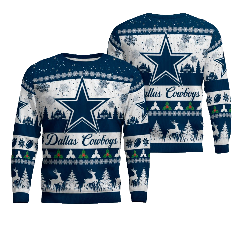 2025 Christmas Cowboys Festive Reindeer Tree Ugly Sweater – Moonbestprint