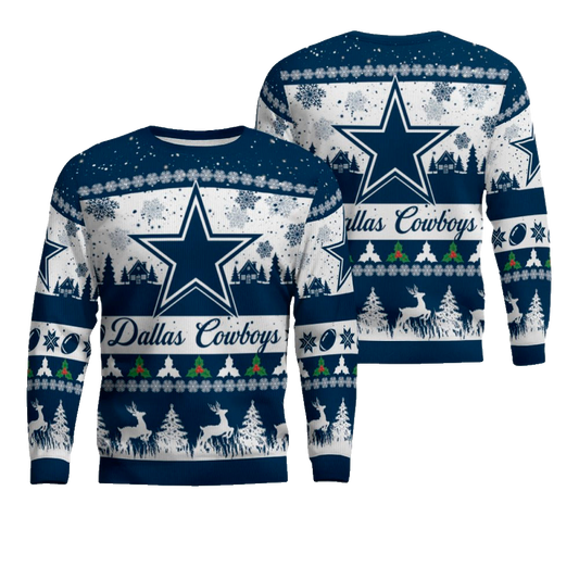 2025 Christmas Cowboys Festive Reindeer Tree Ugly Sweater – Moonbestprint